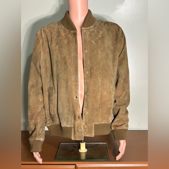 NWT Slate&Stone suede winter bomber jacket camel color snap on buttons size XL - Picture 1 of 6